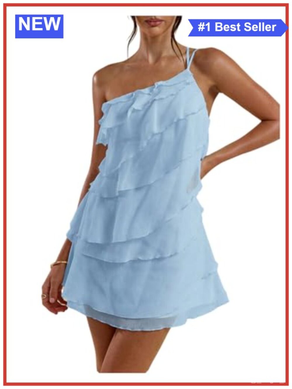 Sleeveless Mini Dress Asymmetrical Neck Ruffle Club Night Out